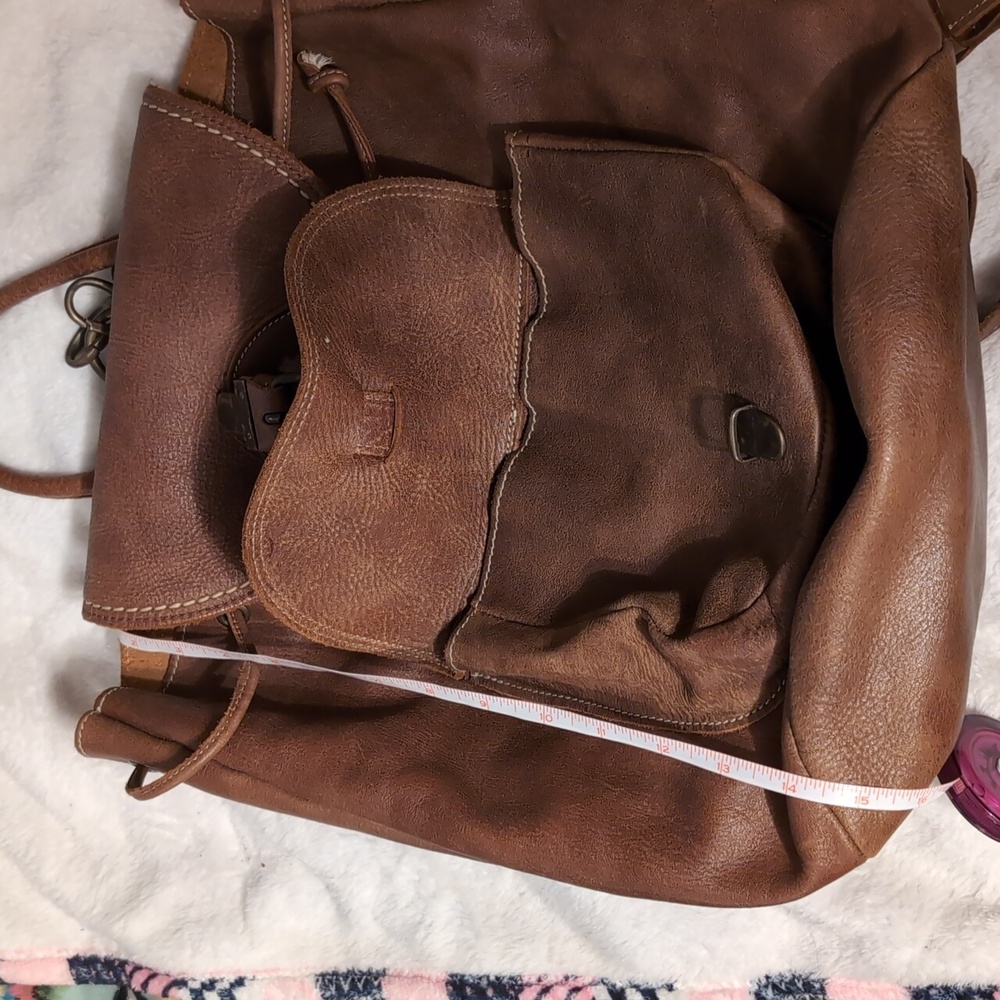 Roots Large Brown Leather Backpack - image 3
